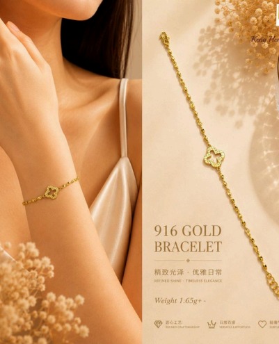 916 GOLD BRACELET (WEIGHT 1.65G±)